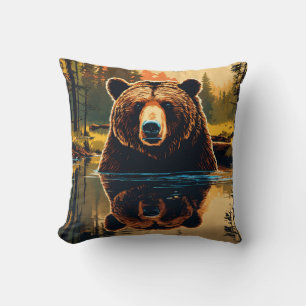 Cojín Decorativo Bear Hug Splash: Tee de oso acuarela juguetón