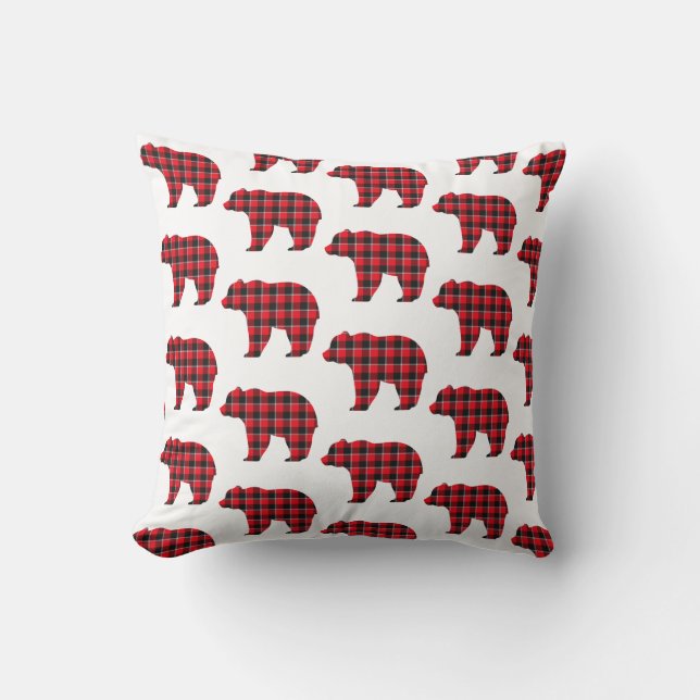 Cojín Decorativo Bear Shaped Plaid Red Black Buffalo (Anverso)