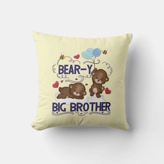 Cojín Decorativo Bear y Muy Gran Hermano Parentesco Pun (Anverso)