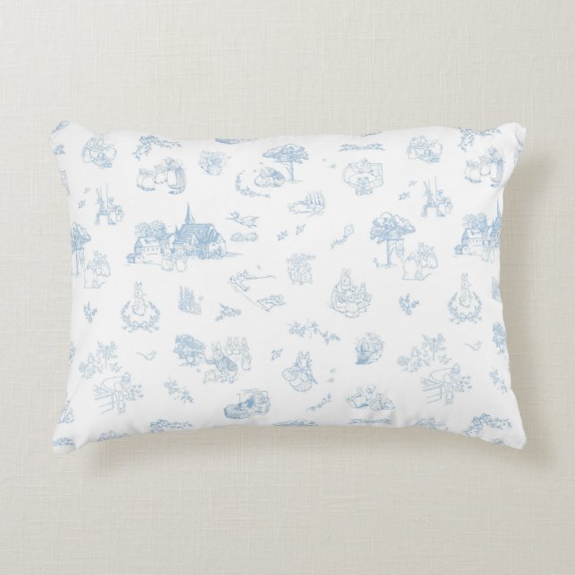 Cojín Decorativo Beatrix Peter the Rabbit Toile Chinoiserie Blue  (Anverso)