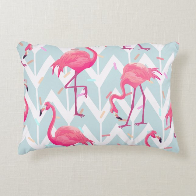 Cojín Decorativo Beautiful seamless tropical pattern with pink flam (Anverso)