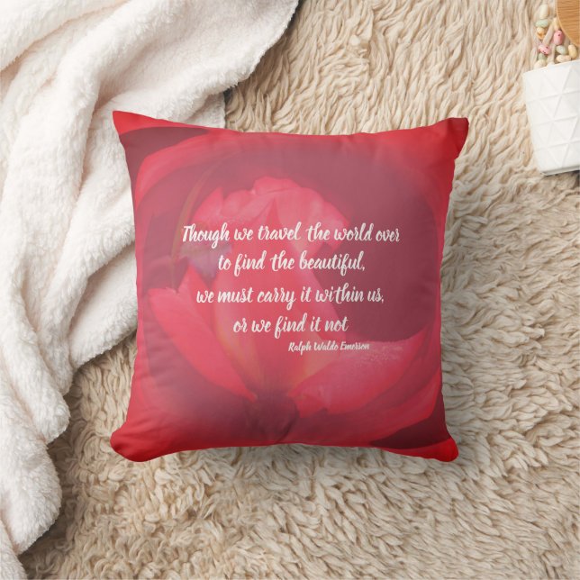 Cojín Decorativo Beauty Within Pink Rose Inspirational Quote  (Manta)
