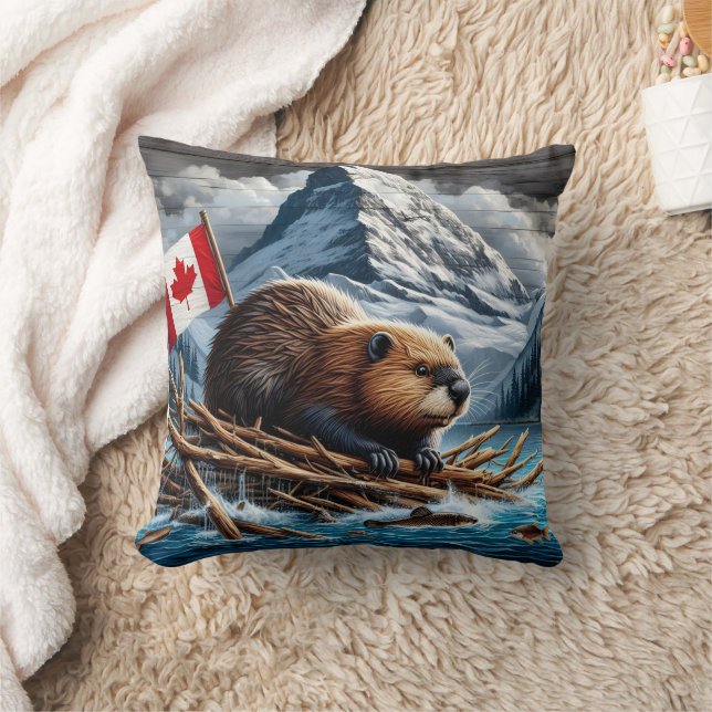 Cojín Decorativo Beaver Lodge por Snowy Mountains (Manta)