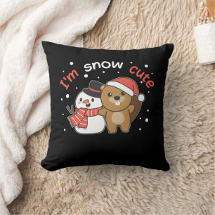 Cojín Decorativo Beaver, soy el muñeco de nieve de nieve.