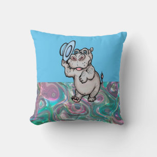 Cojín Decorativo Bebé azul moderno para niños Hipopótamo