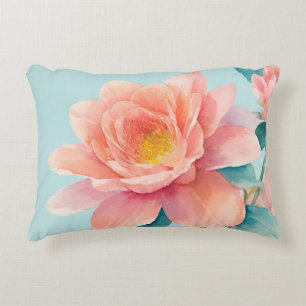 Cojín Decorativo Bebé azul, Verde azulado y color rosa de las flore
