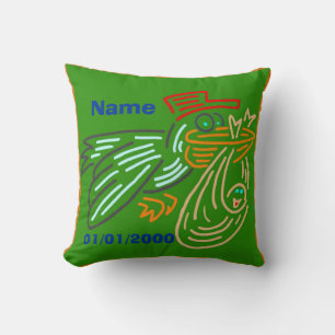 Cojín Decorativo Bebé Birthday Stork Pillow Green