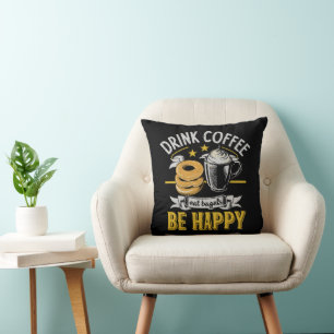 Cojín Decorativo Bebe Café Come Bagels Sé Feliz