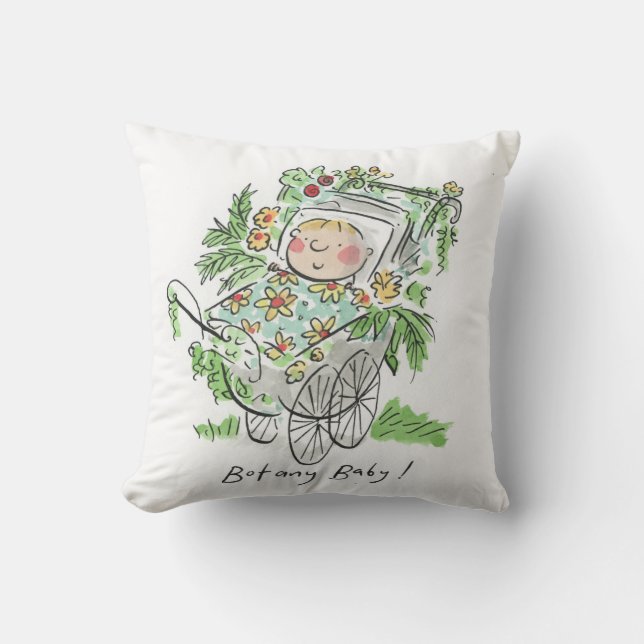 Cojín Decorativo Bebé de Botánica (Anverso)