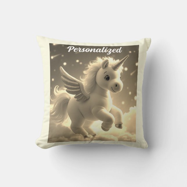 Cojín Decorativo Bebé de leche con unicornio crema Sparkling Fantas (Anverso)