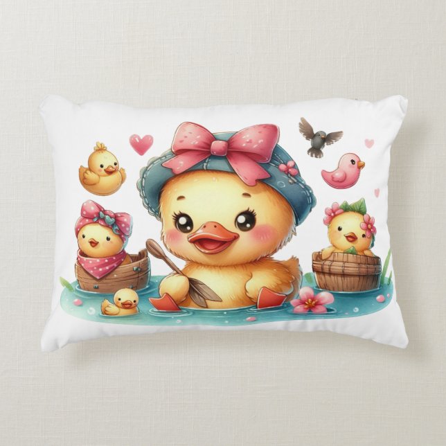 Cojín Decorativo Bebé de pato amarillo agudo Accent Pillow (Anverso)