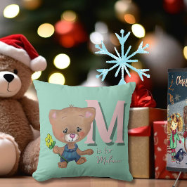 Cojín Decorativo Bebé de peluche rosa Verde azulado