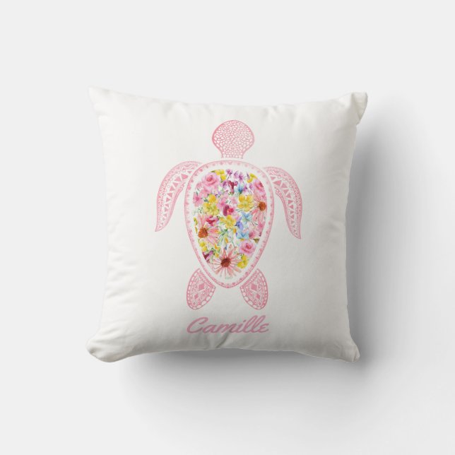 Cojín Decorativo Bebé de tortuga marina niña Personalizado Pillow (Anverso)
