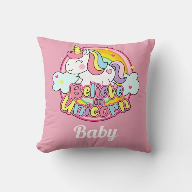 Cojín Decorativo Bebé de Unicornio (Anverso)