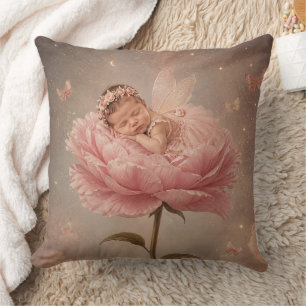Cojín Decorativo Bebé durmiendo flor rosa