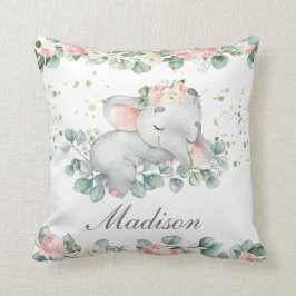Cojín Decorativo Bebé elefante con duelo suave vegetación floral ro