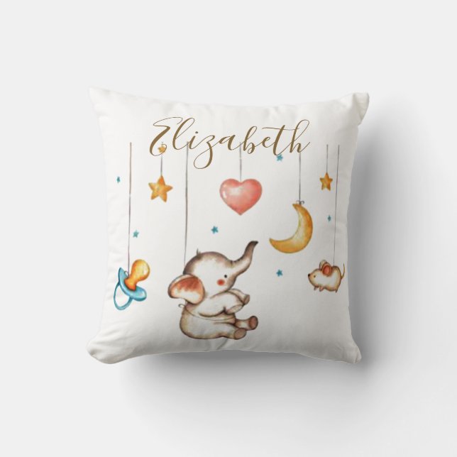 Cojín Decorativo Bebé elefante lindo  (Anverso)