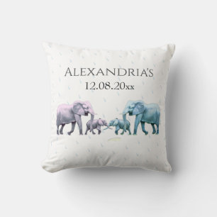 Cojín Decorativo Bebé gemelo rosa y elefante azul