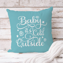 Cojín Decorativo Bebé, hace frío afuera Aqua Azul Escritura Vacacio