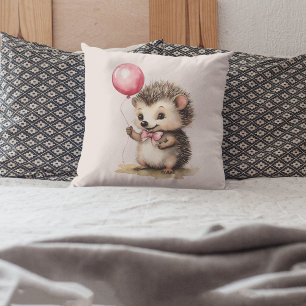 Cojín Decorativo Bebé Hedgehog Chicas de globos rosados