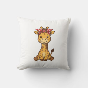 Cojín Decorativo Bebé jirafa linda con diseño vectorial vintage de