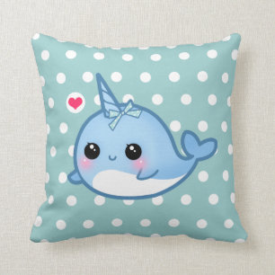 Cojín Decorativo Bebé lindo narwhal en lunares