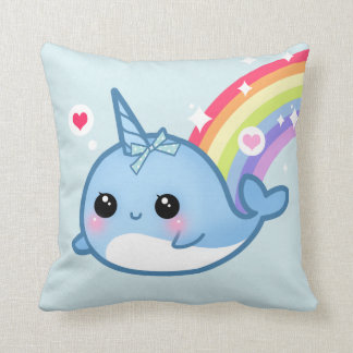 Cojín Decorativo Bebé lindo narwhal y arco iris