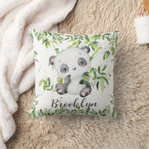 Cojín Decorativo Bebé lindo Panda Oso Bambú verde Nursery
