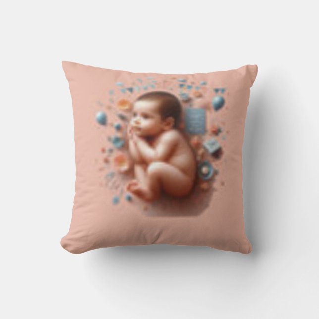 Cojín Decorativo bebé lindo posar foto (Anverso)