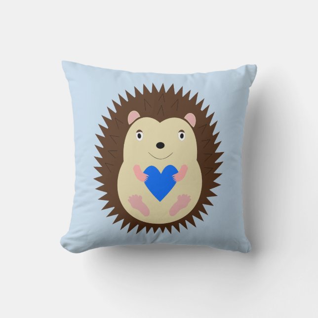 Cojín Decorativo Bebé Niño Azul Corazón Erizo (Anverso)