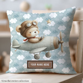 Cojín Decorativo Bebé niño ducha regalo Idea Piloto piloto de osito