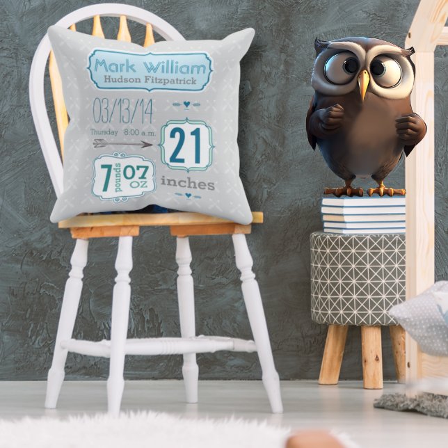 Cojín Decorativo Bebé Niño sala de enfermería Baby Stats Arrow Patt (Subido por el creador)