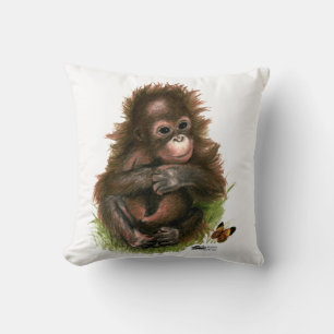 Cojín Decorativo Bebé orangután y mariposa