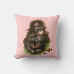 Cojín Decorativo Bebé orangután y mariposa
