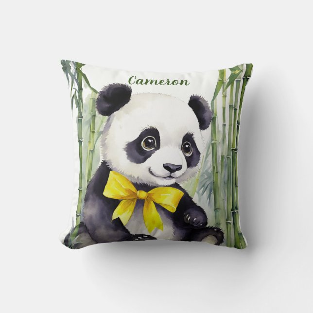Cojín Decorativo Bebé Panda Oso Género Neutral Personalizado (Anverso)