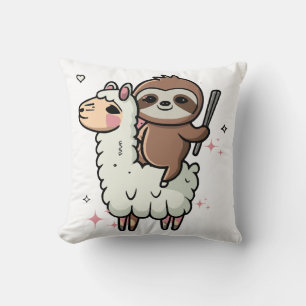 Cojín Decorativo Bebé Perezoso y Llama Adorables