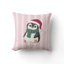 Bebé Pingüino Adorable con Gorro de Santa Navidad