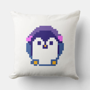 Cojín Decorativo Bebé pingüino pixelado lindo