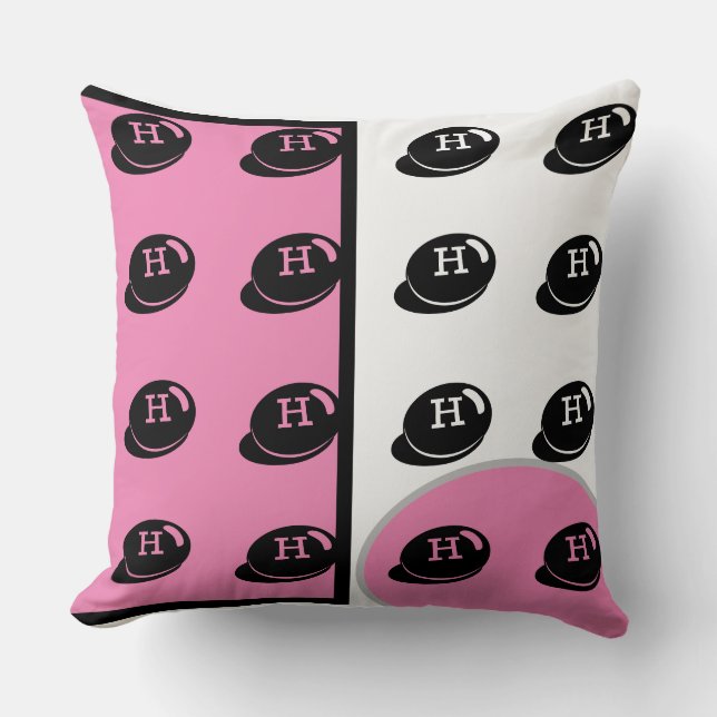 Cojín Decorativo BebéCUTE_PINK_WHITE_BLACK_GRAY RMDESIGNFLO5 (Anverso)