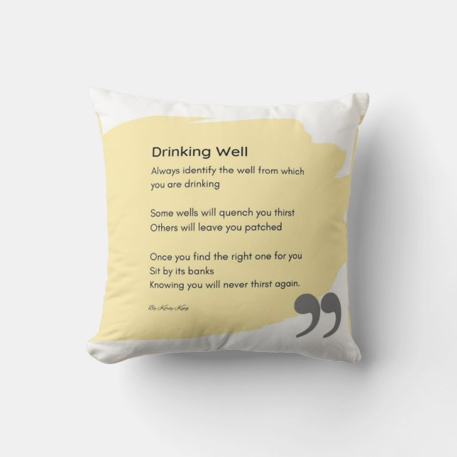 Cojín Decorativo Beber poema amarillo (Anverso)