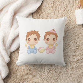 Cojín Decorativo Bebés gemelos niño y Chica