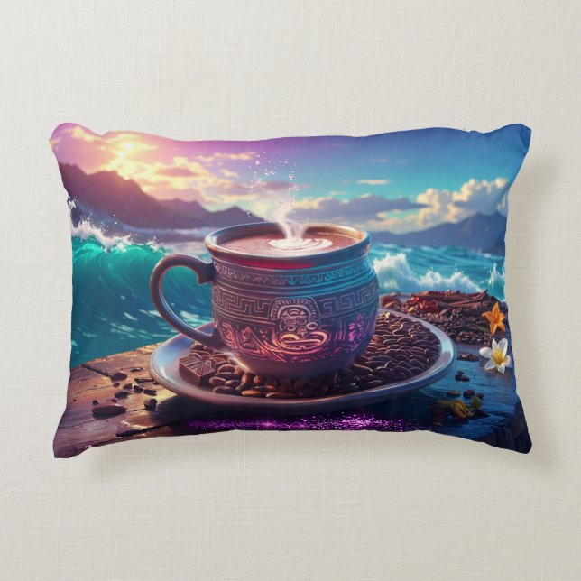 COJÍN DECORATIVO BEBIDA DE LOS DIOSES - CACAO (Anverso)