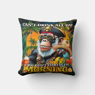 Cojín Decorativo Bebida pirata de abe y loro todo el día verano