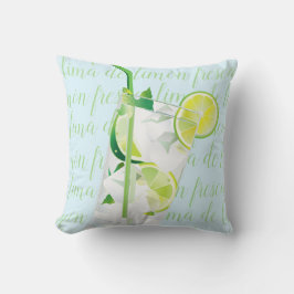 Cojín Decorativo Bebida refrescante "lima de limón" fresca Script p