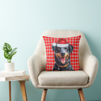 Cojín Decorativo Bebidas de Belcerio Perro Rojo Feriado Navidades
