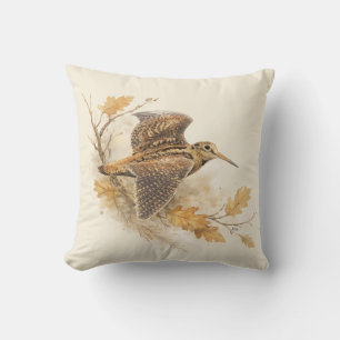Cojín Decorativo Becada en Vuelo, Arte de la Naturaleza del Bosque