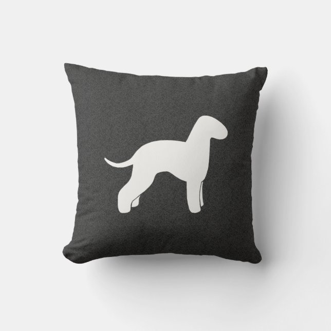 Cojín Decorativo Bedlington Terrier Silhouette (Anverso)