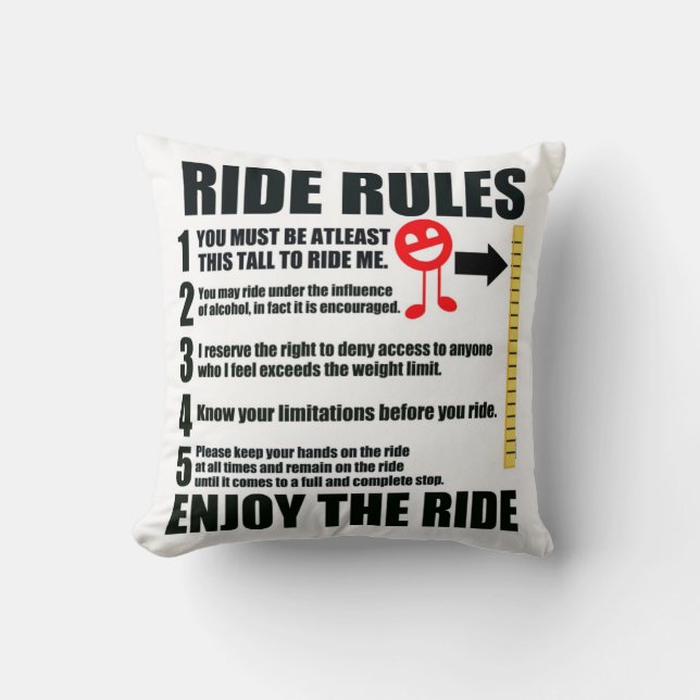 Cojín Decorativo Bedroom Innuendo Funny Ride Rules (Anverso)