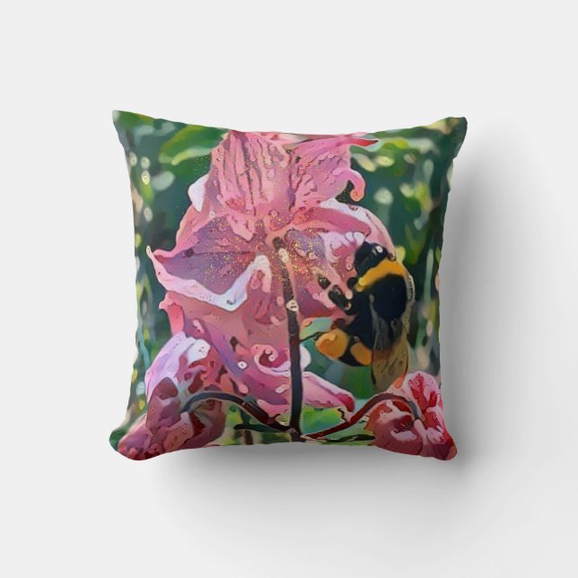 Cojín Decorativo Bee Blooming flowers garden (Anverso)
