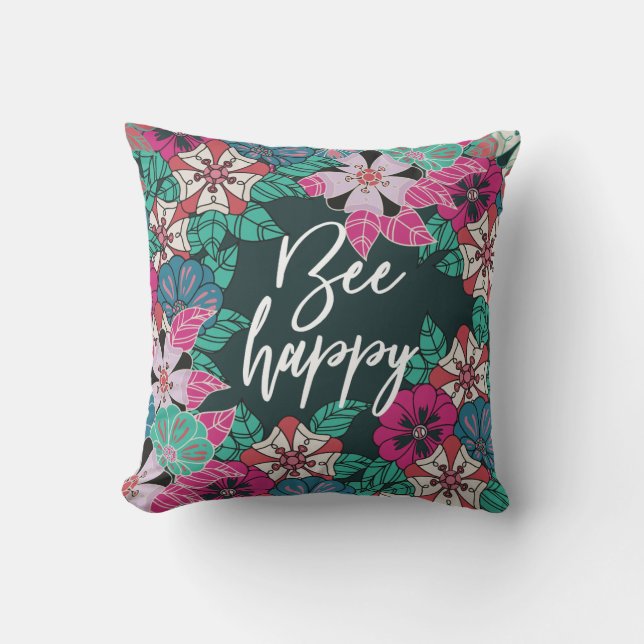Cojín Decorativo Bee Happy Blossoms Flor Art (Anverso)